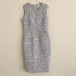 White gray Midi print dress